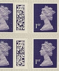 50 x 1st class Purple self adhesive stamps with QR code and on business sheet format