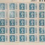 50 x 1st large letter Turquoise self adhesive stamps with QR code and on business sheet format