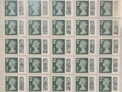 2nd large Pine Green GR bardoded postage stamps