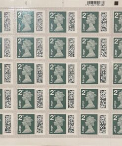 2nd large Pine Green GR bardoded postage stamps