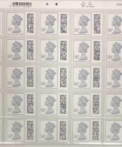 50p self adhesive QR barcoded postage stamps